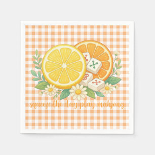 Squeeze the Day Citrus Gingham Mahjong Napkins