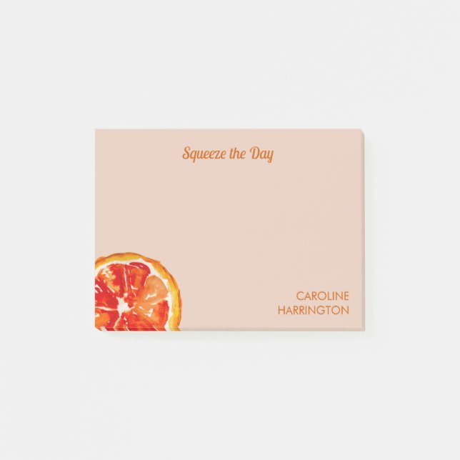 Squeeze the Day Cute Motivational Orange Citrus Post-it Notes (Front)
