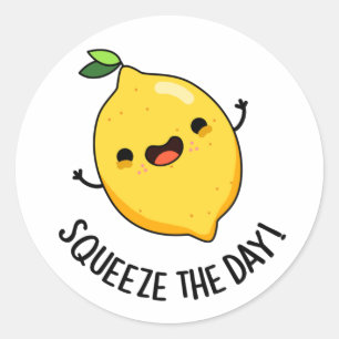 Squeeze The Day Funny Lemon Pun Classic Round Sticker