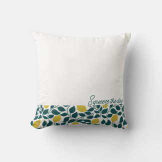 Squeeze the Day Lemon, Hand Drawn Citrus Throw Pillow