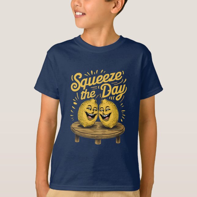  “Squeeze the Day” Lemon Motivation T-Shirt (Front)