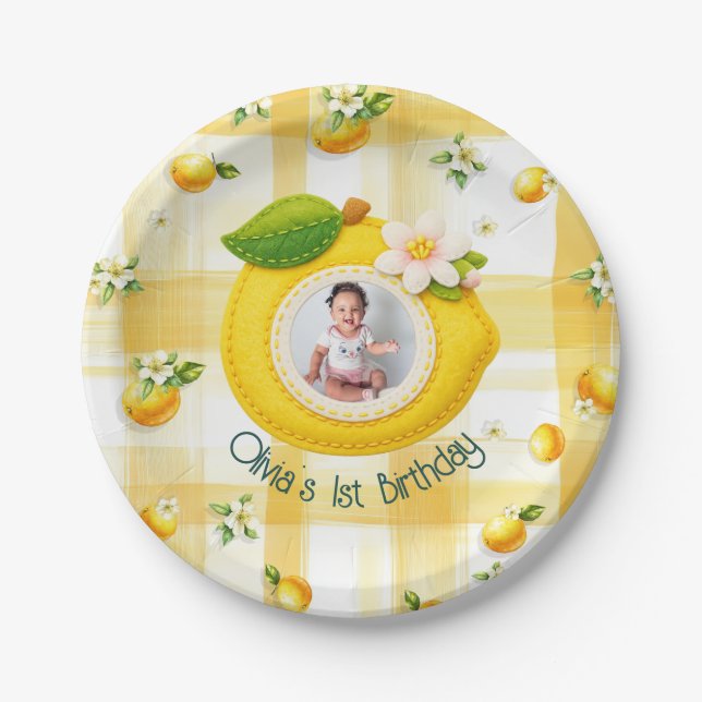 Squeeze the day - Lemon theme Paper Plates (Front)