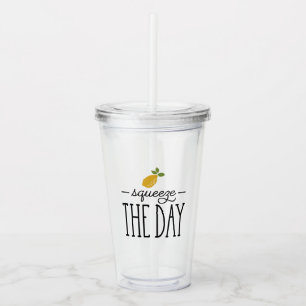Squeeze the Day Lemon Themed Acrylic Tumbler