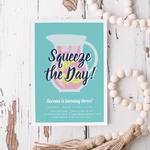 Squeeze the Day Lemonade Birthday Party Invitation