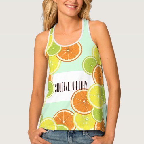 Squeeze The Day _ Mint Green Citrus Fruit Slices Tank Top