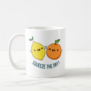 Squeeze The Day Positive Fruit Pun Coffee Mug