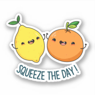 Squeeze The Day Positive Fruit Pun Sticker