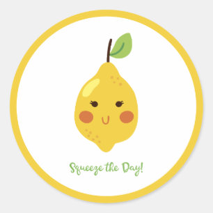 Squeeze the Day Punny Lemon Classic Round Sticker