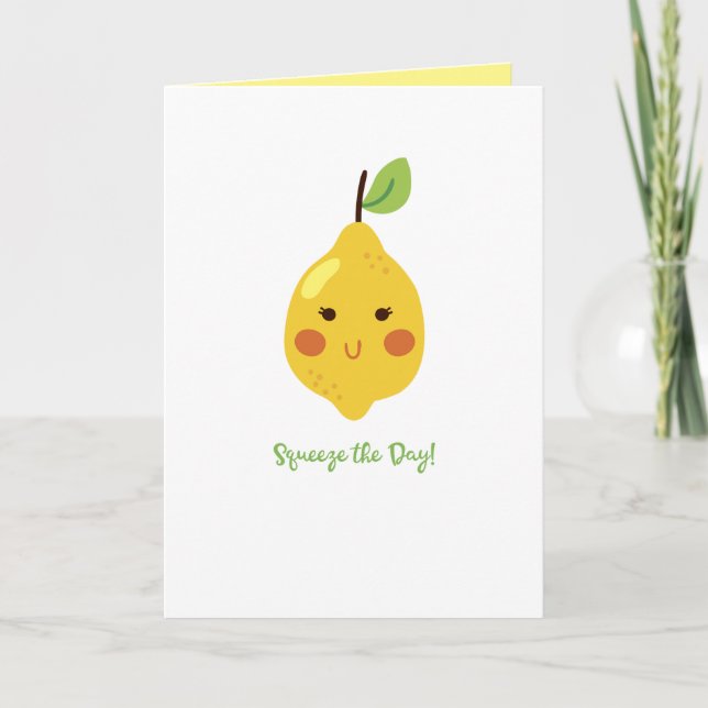 Squeeze the Day Punny Lemon Custom Interior Text Card (Front)