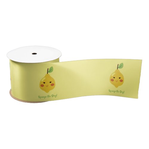 Squeeze the Day Punny Lemon Pattern  Satin Ribbon