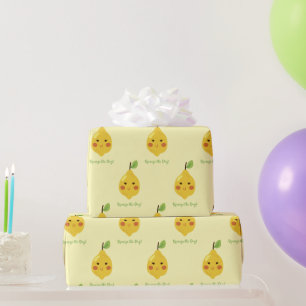 Squeeze the Day Punny Lemon Pattern Wrapping Paper