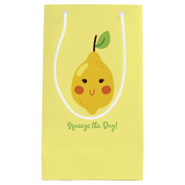 Squeeze the Day Punny Lemon  Small Gift Bag (Front)