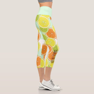 Squeeze The Day - Stylish Colorful Citrus Fruit Capri Leggings