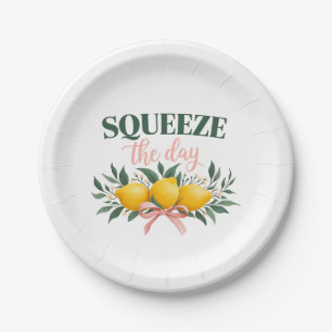 Squeeze The Day Vintage Lemon Quote Paper Plates