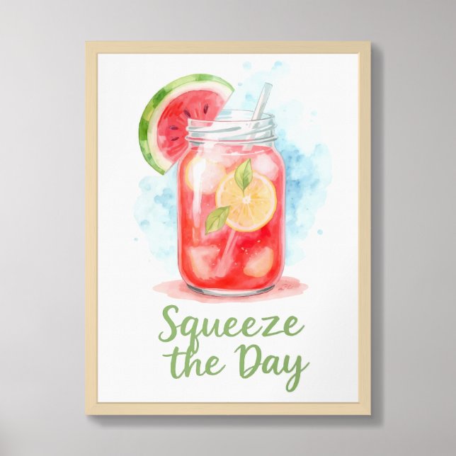 Squeeze the Day – Watercolor Fruit Art Framed Art (Framed Front)