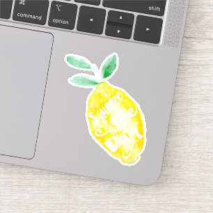 Squeeze the day yellow lemon quote watercolor sticker