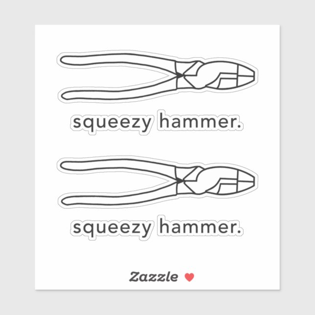 Squeezy Hammer Funny Electrician Sticker (Sheet)