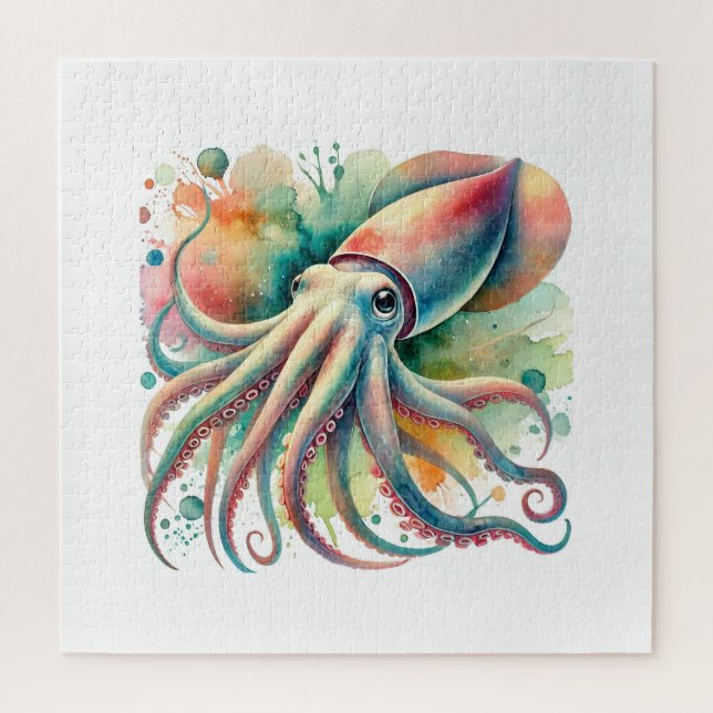 Squid 200924AREF130 - Watercolor Jigsaw Puzzle (Vertical)