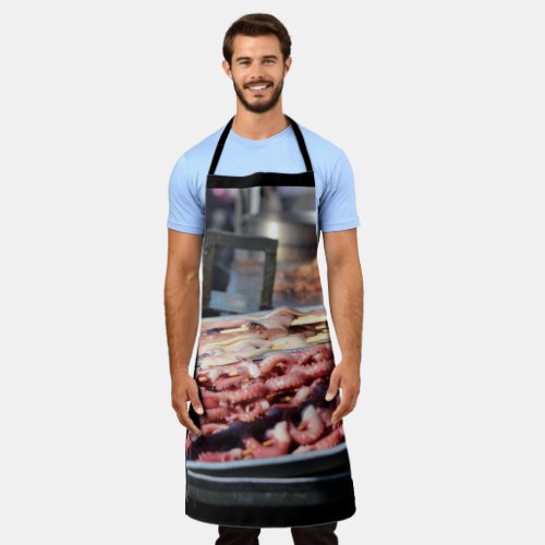 Squid and Octopus Kabobs _ Food Photography Apron