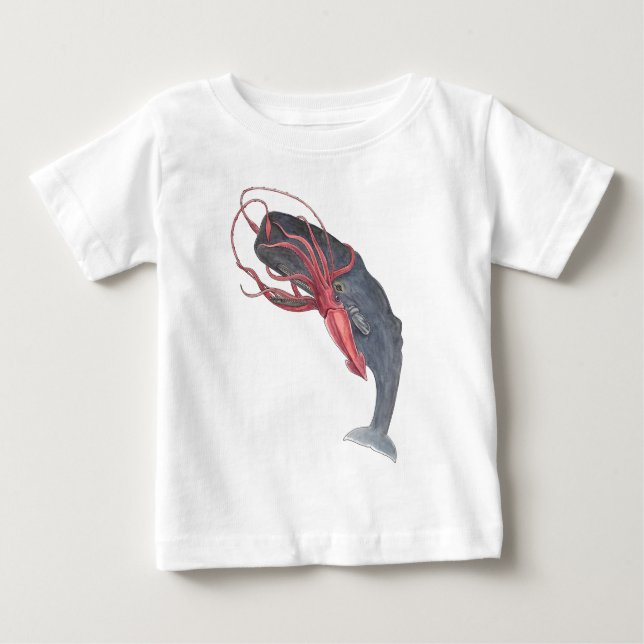 Squid and Whale Toddler Ruffle Tee (Front)