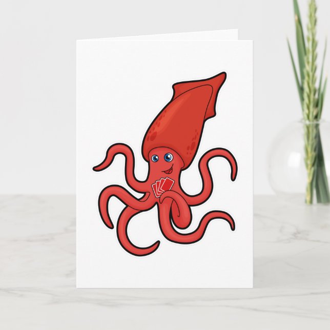 Squid at Poker with Poker cards (Front)