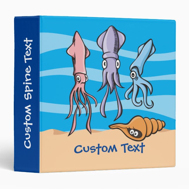 Squid Cartoons 3 Ring Binder (Front/Spine)