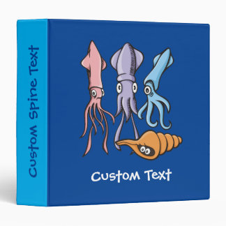 Squid Cartoons 3 Ring Binder