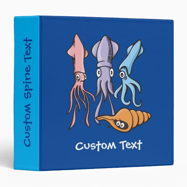 Squid Cartoons 3 Ring Binder (Front/Spine)
