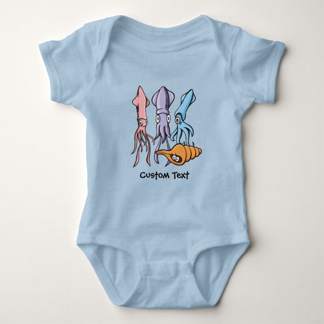 Squid Cartoons Baby Bodysuit (Front)