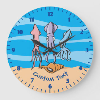 Squid Cartoons Large Clock