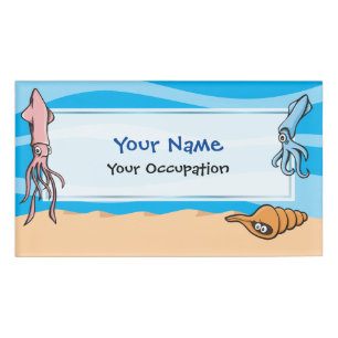 Squid Cartoons Name Tag
