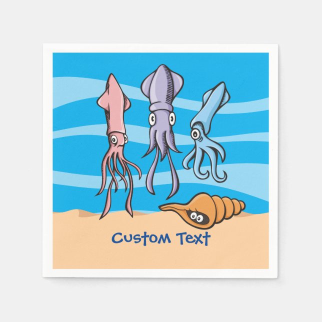 Squid Cartoons Napkins (Front)