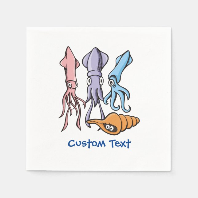 Squid Cartoons Napkins (Front)