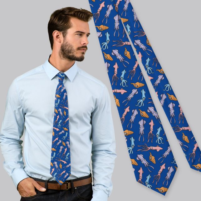 Squid Cartoons Pattern Neck Tie (Creator Uploaded)
