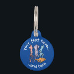 Squid Cartoons Pet ID Tag<br><div class="desc">Three cute squid cartoons and a triton sea shell. Custom background color. Two text fields on circle. Custom text at back side.</div>