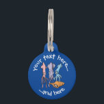 Squid Cartoons Pet ID Tag<br><div class="desc">Three cute squid cartoons and a triton sea shell. Custom background color. Two text fields on circle. Custom text at back side.</div>