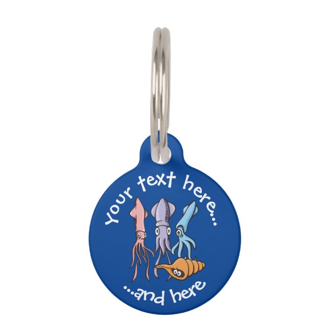 Squid Cartoons Pet ID Tag (Front)