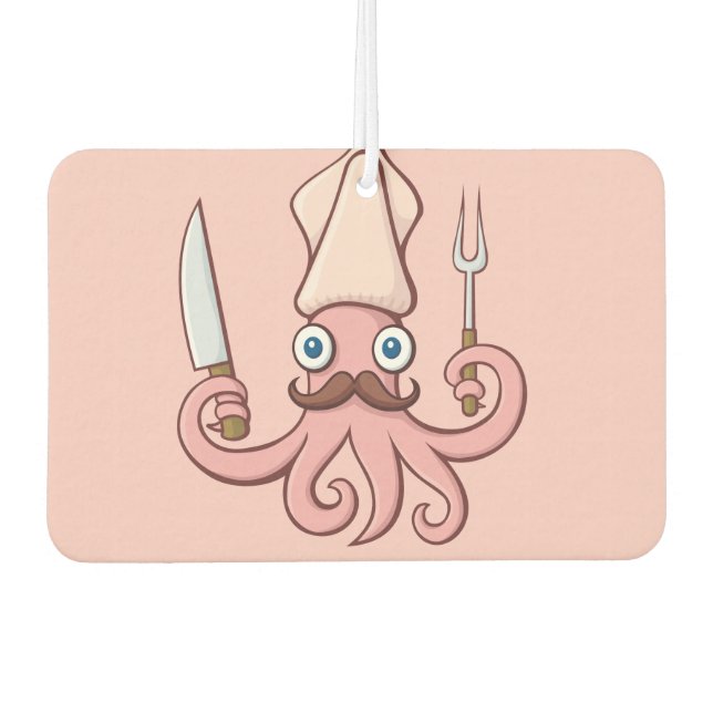Squid Chef Cartoon Air Freshener (Front)