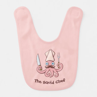 Squid Chef Cartoon Baby Bib