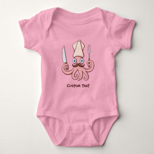 Squid Chef Cartoon Baby Bodysuit
