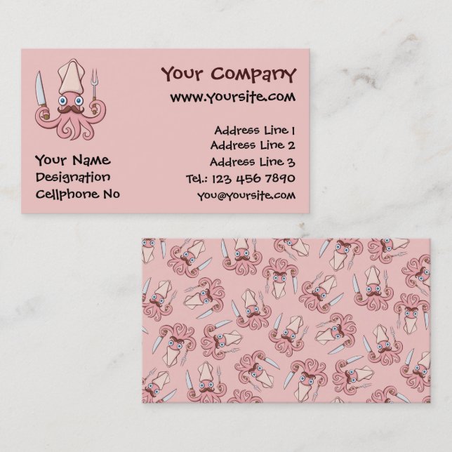 Squid Chef Cartoon Business Card (Front/Back)