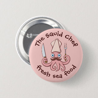 Squid Chef Cartoon Button