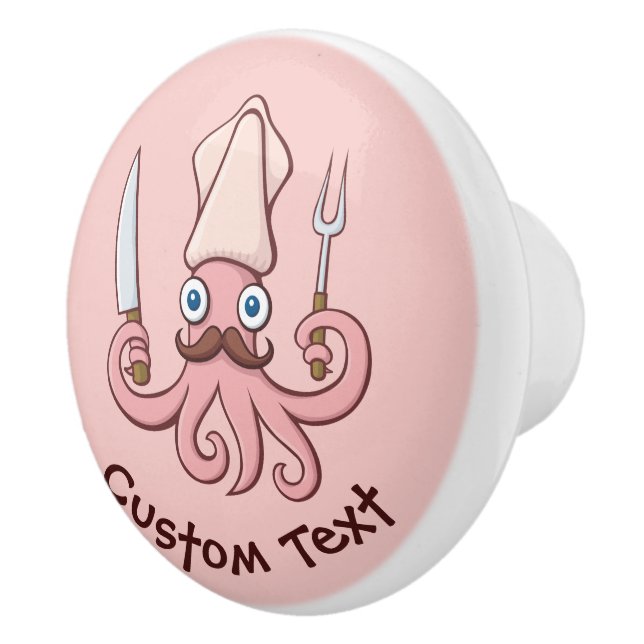 Squid Chef Cartoon Ceramic Knob (Right)