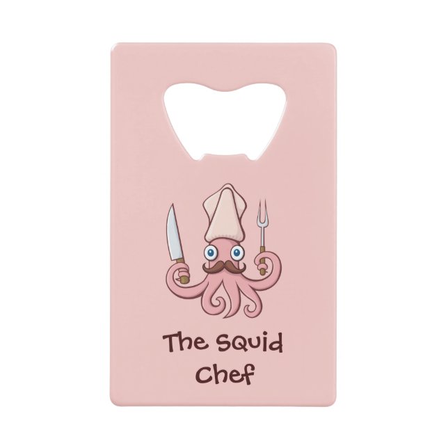 Squid Chef Cartoon Credit Card Bottle Opener (Front)