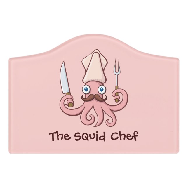 Squid Chef Cartoon Door Sign (Small Crest Front)