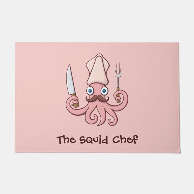 Squid Chef Cartoon Doormat (Front)