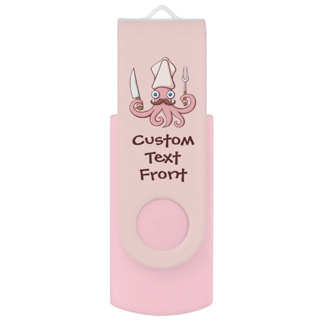 Squid Chef Cartoon Flash Drive (Front Vertical)