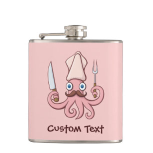 Squid Chef Cartoon Flask