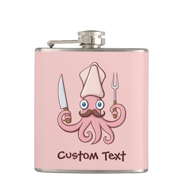 Squid Chef Cartoon Flask (Front)