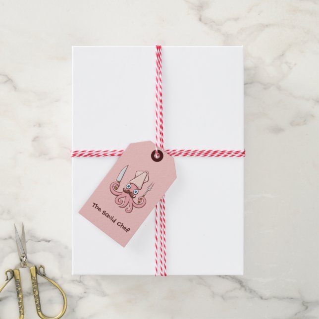 Squid Chef Cartoon Gift Tags (With Twine)
